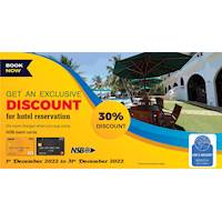 Enjoy 30% discount at Joe's Resort Benthota when you pay using NSB Debit Card