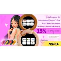 In celebration of International Women's Day, enjoy a special discount of 15% at Cosmetics.lk with NSB debit cards