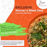 An exclusive deal for Women's week at Harpo's Pizza