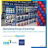 Get up to 40% off on selected items at the Nippon Paint Gallery with your HNB Cards