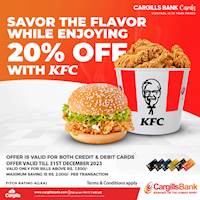 20% Off at KFC for Cargills Bank Cards