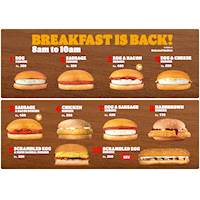 Burger King's breakfast menu