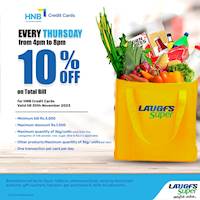 10% Off on Total Bill for HNB Credit Cards at LAUGFS Super