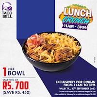 Get 1 Rice Bowl starting at Rs. 700 at Taco bell