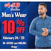 Enjoy 10% OFF for All Men's Wear at ASB Fashion