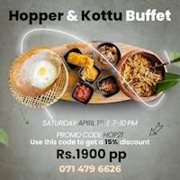 Don't miss out Hopper and Kottu buffet this weekend at Clement's Restaurant and Banquet