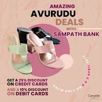 Shop with your Sampath Bank Credit or Debit Cards this weekend and avail some great discounts at all Genelle outlets