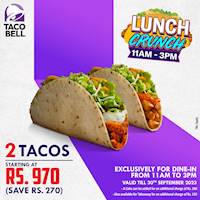 Get 2 Tacos (Crunchy or Soft) starting at Rs. 970 at Taco Bell