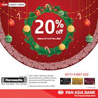 20% off at Hameedia for Pan Asia Bank Credit Cards