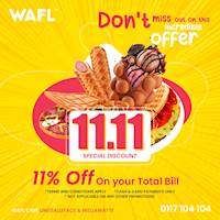 11% off on total bill at WAFL