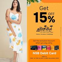 Enjoy 15% off at Samanmal with NSB Debit Cards