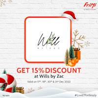 15% savings with FriMi Mastercard Debit Cards at Wills by Zac