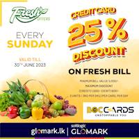 Up-to 25% DISCOUNT for Vegetables, Fruit, Meat and Fish exclusively for BOC Credit & Debit Cards at GLOMARK 
