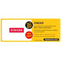 Up to 20% off on Selected Items for BOC Credit Card at Singer