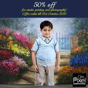 50% Discount for studio printing and photography at CAFE PIXEL till 31st October 2016