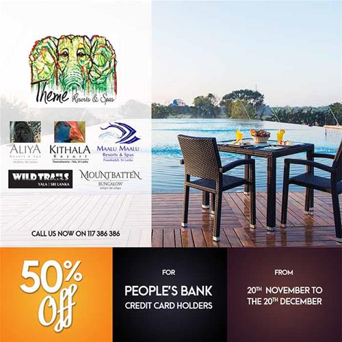 50% Discount for Peoples Bank Credit Card Holders at THEME RESORTS and SPA Hotels Till 20th December 2016 
