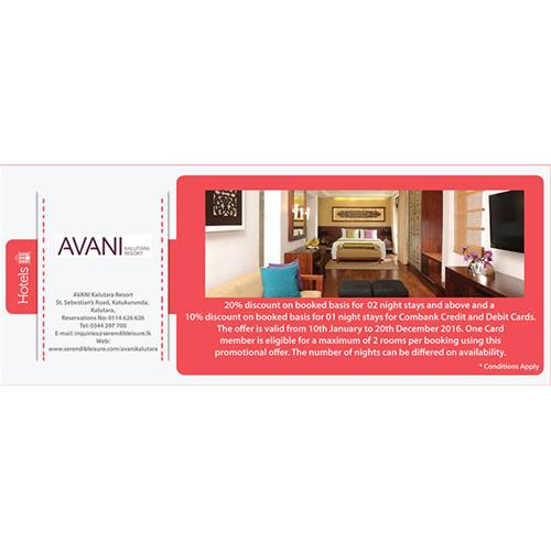 20% Discount at AVANI for Commercial Bank Cards till 20th December 2016