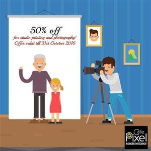 50% Discount at CAFE PIXEL till 31st October 2016