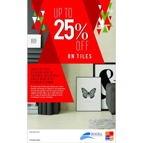 Upto 25% Discount on Tiles at ROCELL 