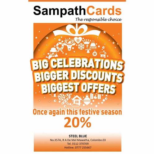 Get 20% discount at STEEL BLUE With Your Sampath Bank Credit Card On 3rd and 4th December 2016