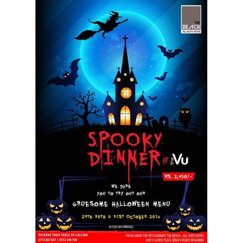 Halloween Dinner promotion at THE BEACH ALL SUITE HOTEL from 29th to 31st October 2016