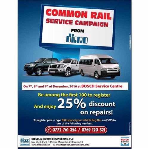 Up to 25% promotion vehicle repairs at DIMO LANKA from 7th to 9th December 2016