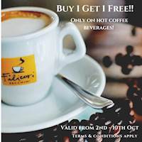 Buy 1 and Get 1 free on Hot Coffee Beverages at Coco Veranda