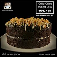 Order Online and get up to 15% off on our selection of cakes on www.tecclk.com