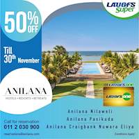 50% off on LAUGFS One Card at Anilana Hotel Nilaveli, Anilana Pasikuda, Anilana Craigbank