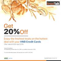 Enjoy the freshest treats on the hottest deal with your HNB credit cards at BreadTalk