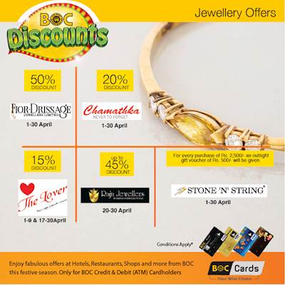 Get the Best BOC Discounts for Jewellery from selected Jewellery Shops