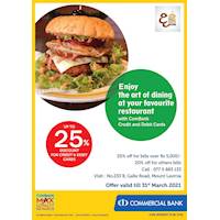 Enjoy up to 25% Discount for ComBank Credit and Debit Cards at the Burger