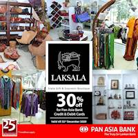 30% off at Laksala for Pan Asia Bank Credit and Debit Cards