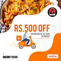 ⁣Rs. 500 off on any order of Rs. 1000 or above via Eatts from Coco Veranda 