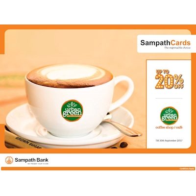 Treat yourself at URBAN GREEN with 20% OFF on SAMPATH CARDS 