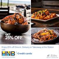 Get 25% with HNB Credit cards at the Station!