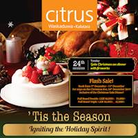 Enjoy this CHRISTMAS EVE with Citrus! Major savings on your bookings for this Christmas Eve at CITRUS WASKADUWA inclusive of the GALA Christmas Eve DINNER