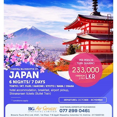 Get Lost in Japan with BROWNS TOURS for 6 Nights and 7 Days 