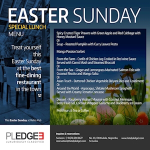 Easter Sunday Lunch Menu from Pledge3 