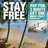 Book a 3-night stay and Pay for 2 nights ONLY! That’s 1 NIGHT FREE at Hikkaduwa Beach Hotel