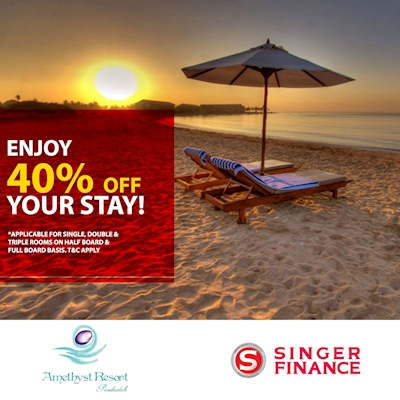 Enjoy up to 40% Off on your stay exclusively for Singer credit card holders 