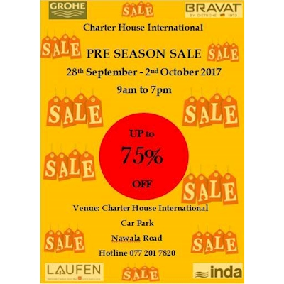 Special Preseason SALE !! Up to 75% OFF from Chartered House International 