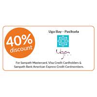 40% discount on double & triple room bookings at Uga Bay, Pasikuda exclusively for all Sampath Bank Credit Cards