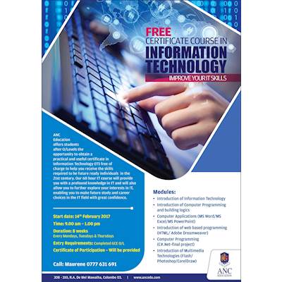 FREE Certification Course in INFORMATION TECHNOLOGY from ANC EDUCATION
