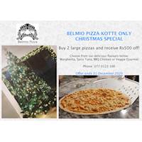 BUy 2 Large Pizzas and Receive Rs 500 Off at Belmio Pizza