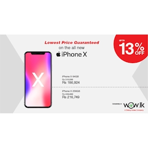 Get up to 13% Off on all new iPhone X only from Wow.lk