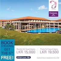 Book 4 rooms and get the 5th one free at Cinnamon Bay Beruwala