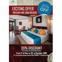 EXCITING OFFER 35% OFF FOR CASH AND CARD HOLDERS at Royal Palms Beach Hotel Kalutara