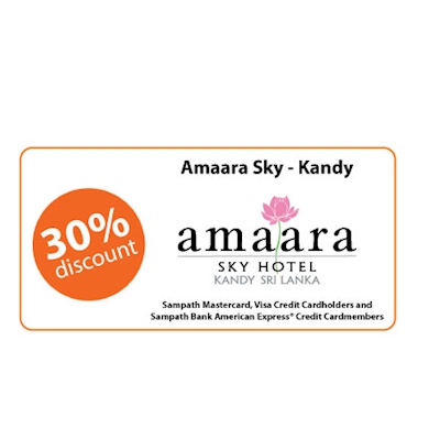 Get up to 30% Off on your staying with Sampath Bank Cards at Amaara Sky Hotel 