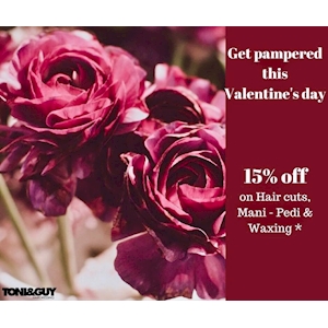 15% Off on Haircuts, Mani - Pedi & Waxing this Valentine's Day at Toni and Guy Salon